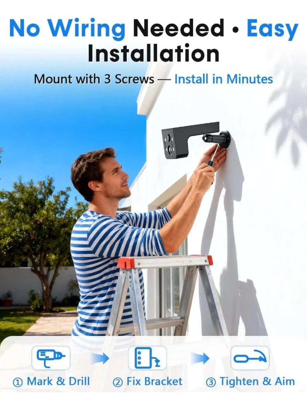 2K Solar Security Camera - Clear Outdoor Wireless, HDR, Live View & Quick Alerts